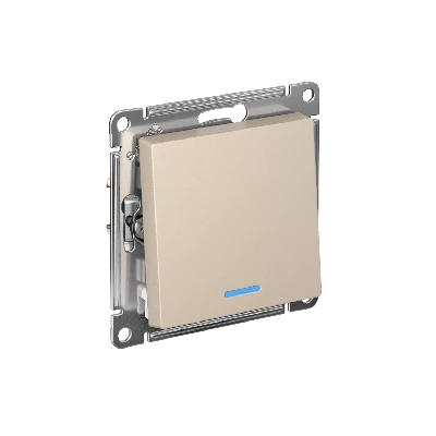 ATLASDESIGN 1-клавишный ПЕРЕКЛЮЧАТЕЛЬ с подсветкой, сх.6а, 10АХ, быстрозажимные клеммы, ПЕСОЧНЫЙ