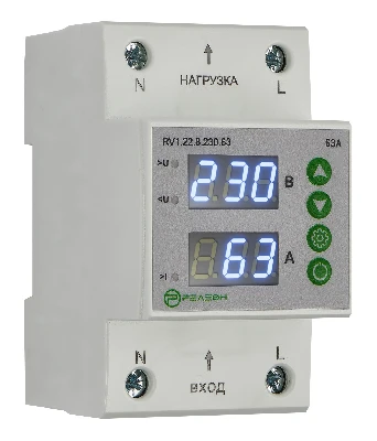 Реле контроля напряжения и тока L+N (230В AC) 63А
