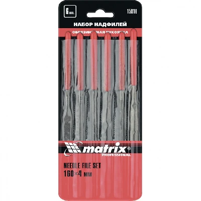 Набор надфилей, 160x4 мм, 6 шт., обрезиненные рукоятки