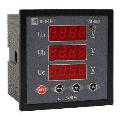 Вольтметр цифровой VD-963 на панель (96х96) трехфазный PROxima EKF vd-963