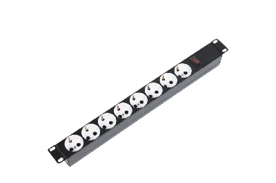 Блок силовых розеток 19дюйм без шнура с выключателем, 8 розеток, цвет черный ЦМО БР 16-008