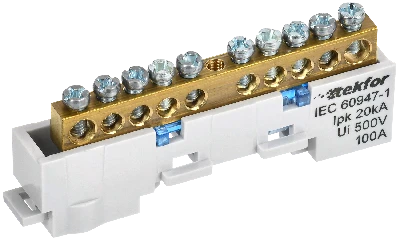 TEKFOR Шина N ноль неизолированная на универсальном держателе 6х9-10-С IEK