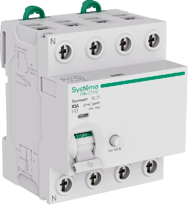 Выключатель дифференциального тока (ВДТ) 63A 4P 30мА Тип-AC 400В Systeme9