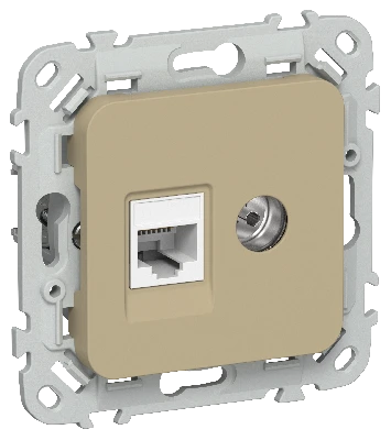 FLITE Розетка 2-местная RJ45/TV категория 5Е UTP РКТВ5е-2-0-ФлХ хаки IEK