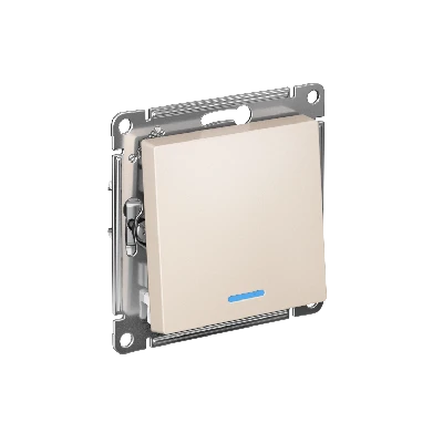 ATLASDESIGN 1-клавишный ПЕРЕКЛЮЧАТЕЛЬ с подсветкой, сх.6а, 10АХ, быстрозажимные клеммы, БЕЖЕВЫЙ