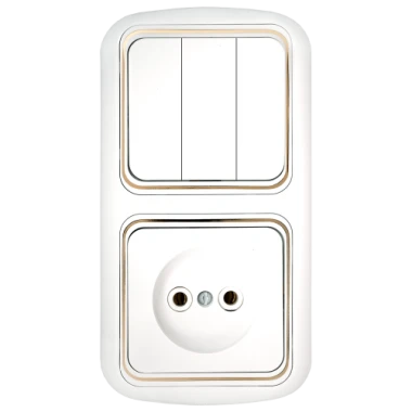 Беларусь Блок скрытый: выключатель трехклавишный + розетка 2К Гармония Люкс БелТИЗ 3В-РЦ-537 зол Блок 3В-РЦ-537 з