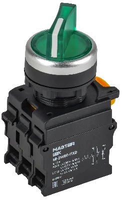 Переключатель с подсв. 2 полож. 1NO+1NC зелёный MASTER IEK