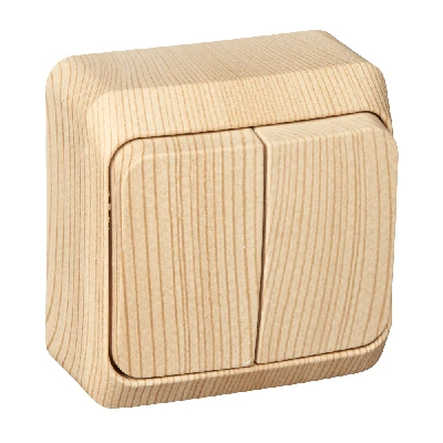 ЭТЮД Выключатель двухклавишный наружный сосна сх.5 Systeme Electric BA10-002D