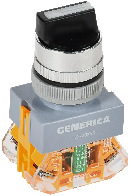 Переключатель D7-20X33 3 полож. 1з+1р возв. черный GENERICA IEK BSW50-20X33-3-22-3-K02-G
