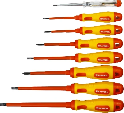 Набор высоковольтных отверток ''Х-Drive ELECTRO'', SL: 2,5, 4, 5,5, 6,5, PH: № 0, 1, 2, пробник, до 1000В KRAFTOOL 250088-H8