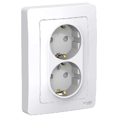 BLANCA скрытой установки розетка двойная с заземлением со шторками, 16А, 250В, белый Systeme Electric BLNRS001121