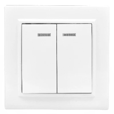 Выключатель Минск двухклавишный СП с индикатором 10А белый EKF ERV10-123-10