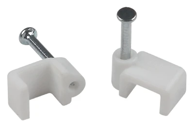 Скоба пластиковая крепежная плоская 9 мм белая NO-225-286 (10 шт/уп)