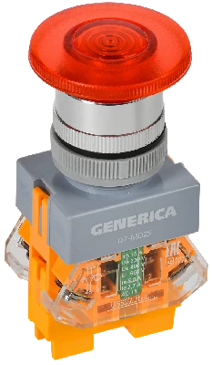 Кнопка D7-MDZS Грибок d=22мм 1з+1р с п/ф кр. GENERICA IEK BBG50-11MDZS-3-11-K04-G