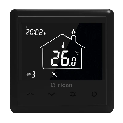 Термостат комнатный программируемый электронный WT RB 230V встраиваемый черный Ридан 088U0628R