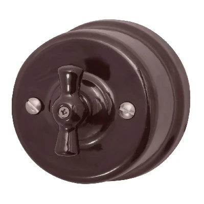 Выключатель Лизетта 1кл. проходной, керамика, цвет коричневый