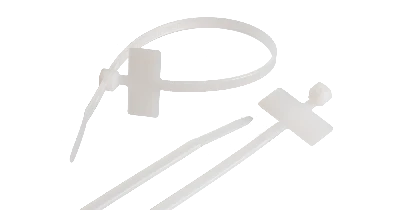 Стяжка нейлоновая неоткрывающаяся, 200х3,5мм, с площадкой для маркировки, белая, 100шт