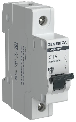 Автоматический выключатель ВА47-29М 1P 16А 4,5кА C GENERICA IEK MVA21-1-016-C-G