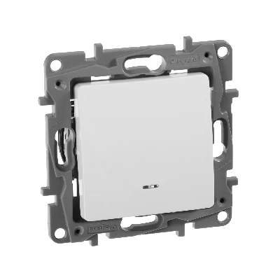 ETIKA Переключатель одноклавишный с подсветкой белый автоматические зажимы 10AX Legrand 672215