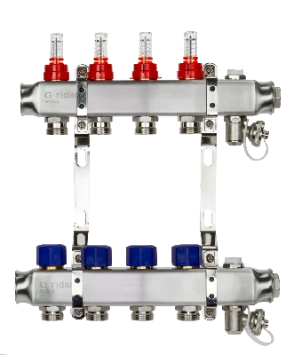 Комплект коллекторов SSM-4RF set с расходомерами и кронштейнами, 4 контура Ридан 088U0954R