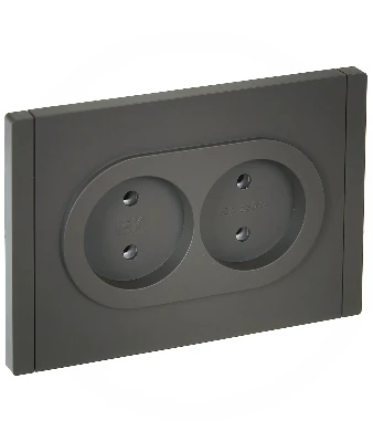 FORTE&PIANO Розетка 2-местная без заземления без защитных шторок безвинтовое крепление 10А FP326 серый IEK