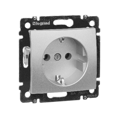 VALENA Розетка с заземлением в рамку алюминий Legrand 770120