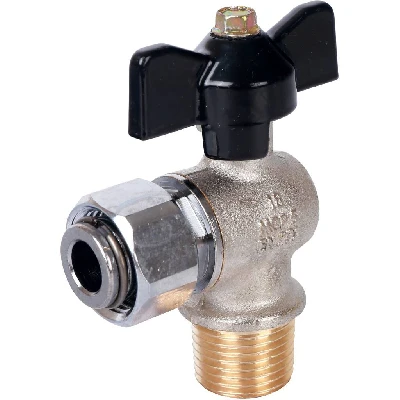 Кран шаровой с накидной гайкой угловой 1/2'X1/2' НР/накидная гайка ручка бабочка