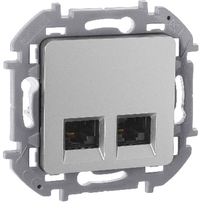 Розетка компьютерная двойная RJ45 категория 5Е UTP алюминий INSPIRIA
