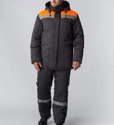 Костюм зимний Партнер NEW (Смесовая, 210) п/к, темно-серый/оранжевый,52-54,182-188