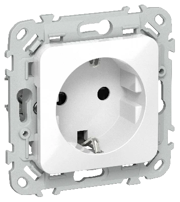FLITE Розетка с заземлением с защитными шторками безвинтовое крепление 16А РСш11-1-ФлБ белый IEK