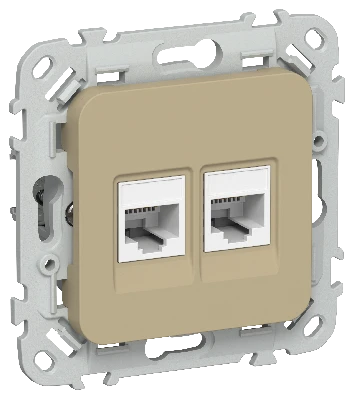 FLITE Розетка 2-местная компьютерная RJ45 категория 5Е UTP РК5е-2-0-ФлХ хаки IEK