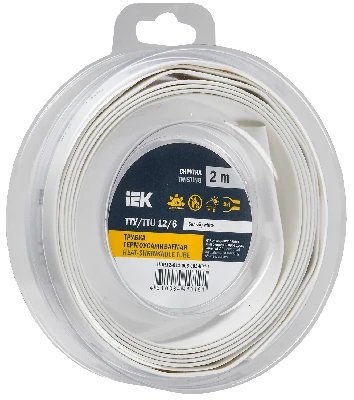 Трубка термоусадочная ТТУ нг-LS 12/6 белая (2м/упак) IEK UDR12-012-006-002-K01-T