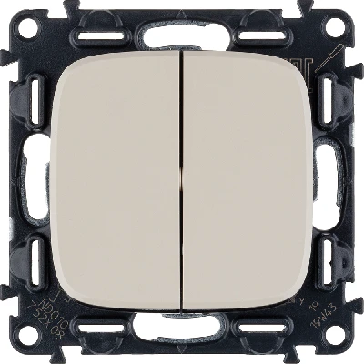 Valena ALLURE Переключатель двухклавишный 10А 250В с лицевой панелью Безвинтовые зажимы Слоновая кость Legrand 752808