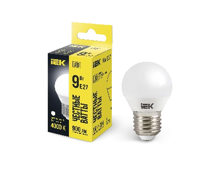 Лампа светодиодная G45 шар 9Вт 230В 4000К E27 IEK LLE-G45-9-230-40-E27