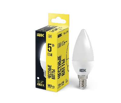 Лампа светодиодная C35 свеча 5Вт 230В 4000К E14 IEK LLE-C35-5-230-40-E14