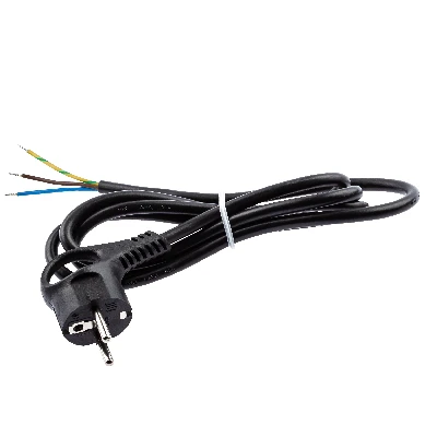 Шнур сетевой с вилкой U-3x1,5-2m-B с заземлением 2м ПВС 3x1,5мм2 черный