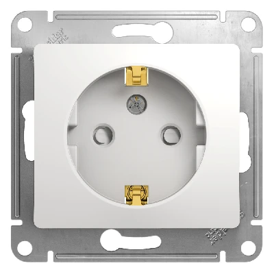 GLOSSA Розетка с заземлением со шторками в рамку белая Systeme Electric GSL000145