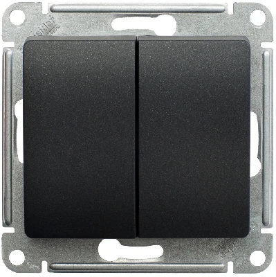 GLOSSA Переключатель двухклавишный схема 6 антрацит в рамку Systeme Electric GSL000765