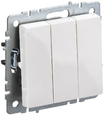 BRITE Выключатель трехклавишный 10А ВС10-3-0-БрБ белый IEK BR-V30-0-10-K01