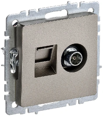 BRITE Розетка двойная TV+RJ45 кат.5E РТВ/РК12-БрШ шампань IEK BR-AK20-1-K37