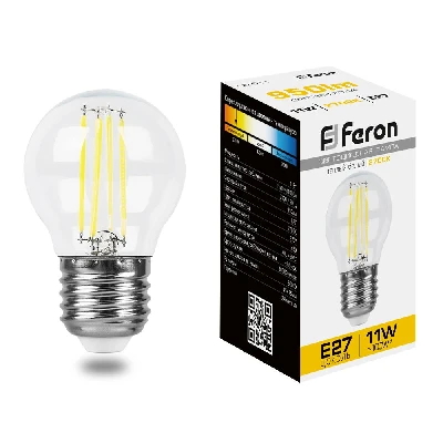 Лампа светодиодная LED 11вт Е27 теплый шар FILAMENT FERON LB-511 38015