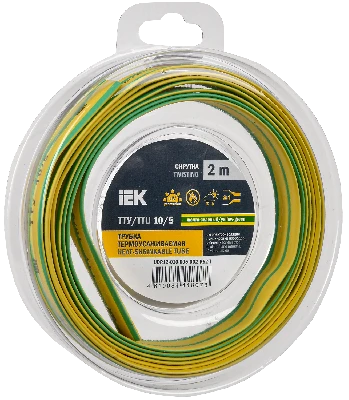 Трубка термоусадочная ТТУ нг-LS 10/5 желто-зеленая (2м/упак) IEK UDR12-010-005-002-K52-T