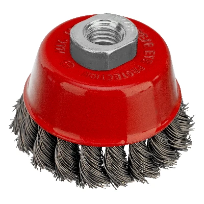 Щетка для УШМ, 75 мм, М14, Чашка, крученая проволока 0,5 мм