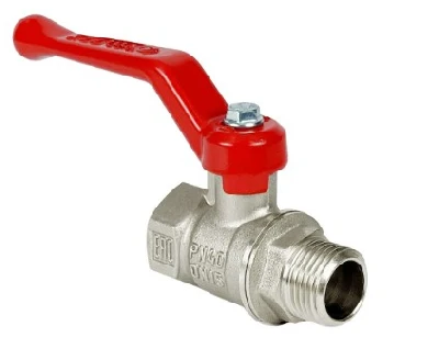 Кран шаровой N/P59 для ВОДЫ 1/2 ВР/НР ручка-рычаг, латунный НИКЕЛИР-Й 11Б27фт1М (80/20) Valfex VF.215.NR1.012.N/P59