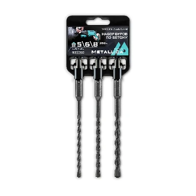 Набор буров по бетону SDS-plus 5, 6, 8 х 160/100 мм, 3 шт на клипсе