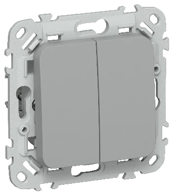 FLITE Выключатель 2-клавишный проходной 10А ВС62-1-0-ФлС серый IEK