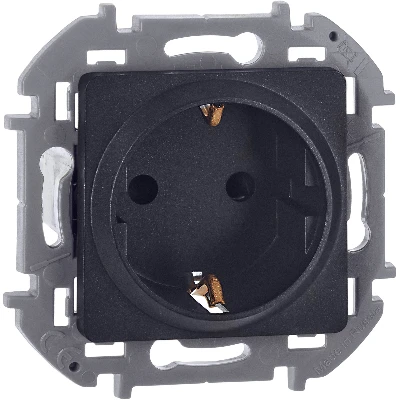 Розетка 2К+З со шторками немецкий стандарт 16 А 250 В~ INSPIRIA антрацит Legrand 673733