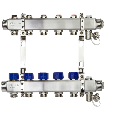 Коллекторная группа SSM-5R set 5 контуров 1' x 3/4' с термостатическими клапанами и кронштейнами Ридан 088U0975R