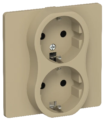FLITE Розетка 2-местная с заземлением без защитных шторок безвинтовое крепление 16А в сборе РС12-1-К-ФлХ хаки IEK