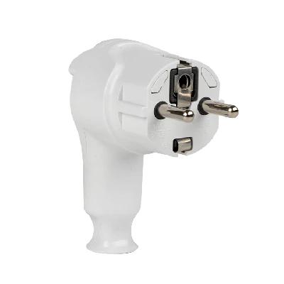 Вилка с кнопкой извлечения с/з белая 16А 250В EKF AVP-16-k